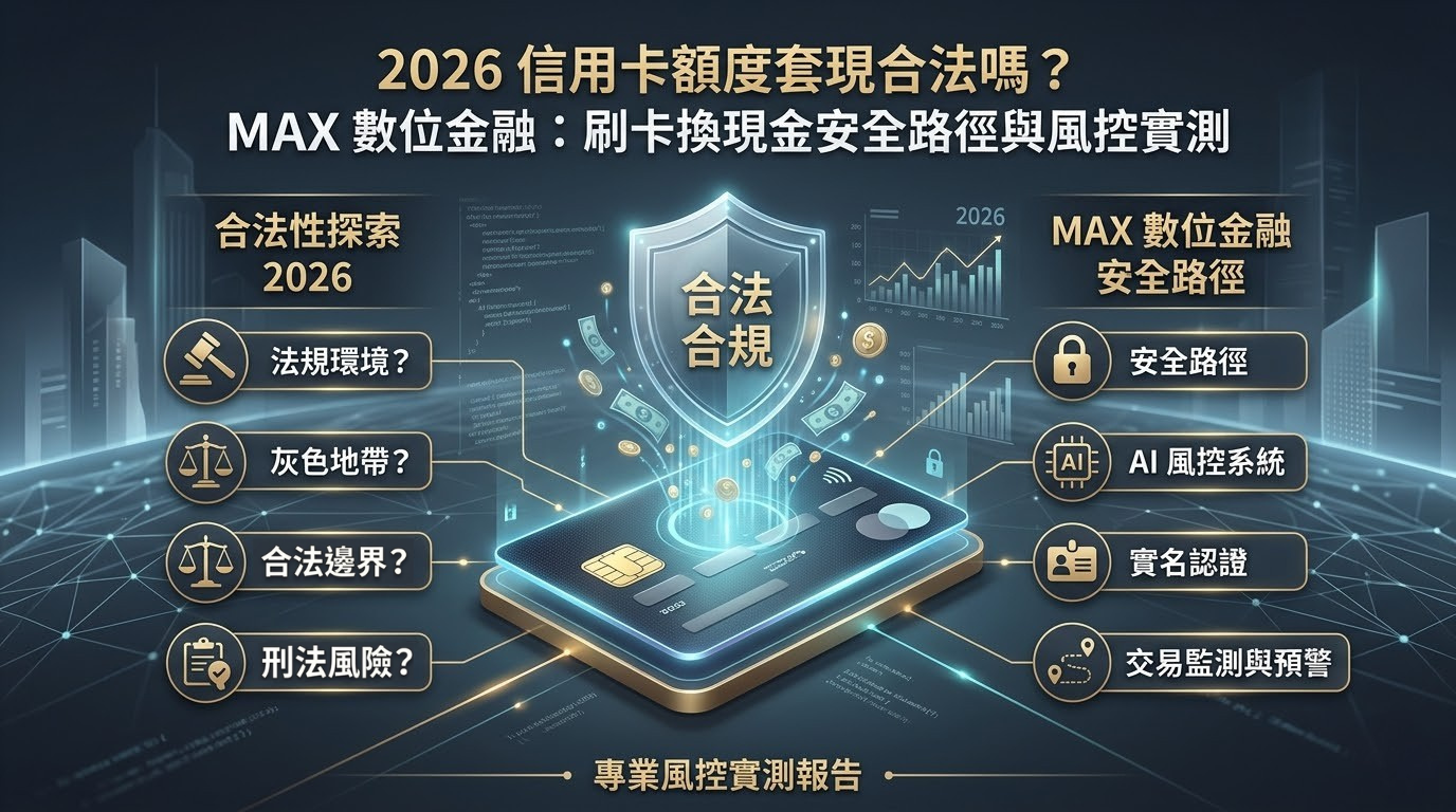 2026 信用卡額度套現合法嗎？MAX 數位金融：刷卡換現金安全路徑與風控實測
