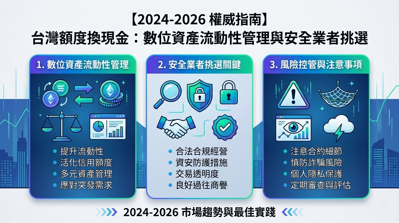 【2024-2026 權威指南】台灣額度換現金：數位資產流動性管理與安全業者挑選