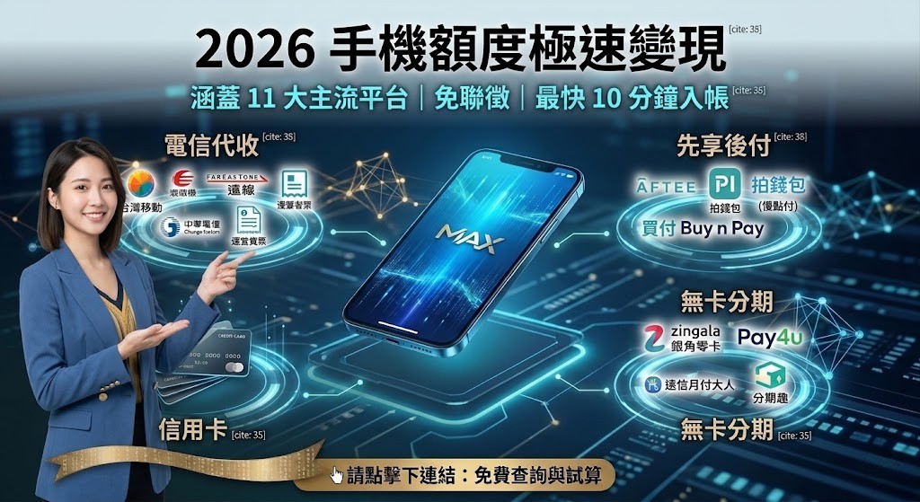 2026 最新 11 種額度換現金方法：電信小額代收、銀角無卡分期快速「額度換現金」總整理
